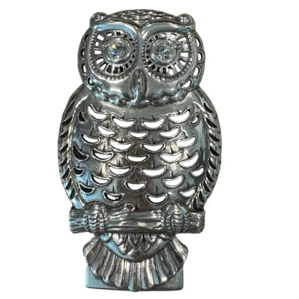Brighton‎ Owl Night Light Silver Plated Replacement Nightlight Front MCM Boho 5